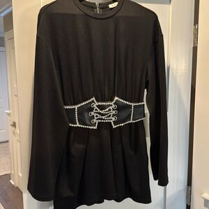 AREA dress black w embellished belt